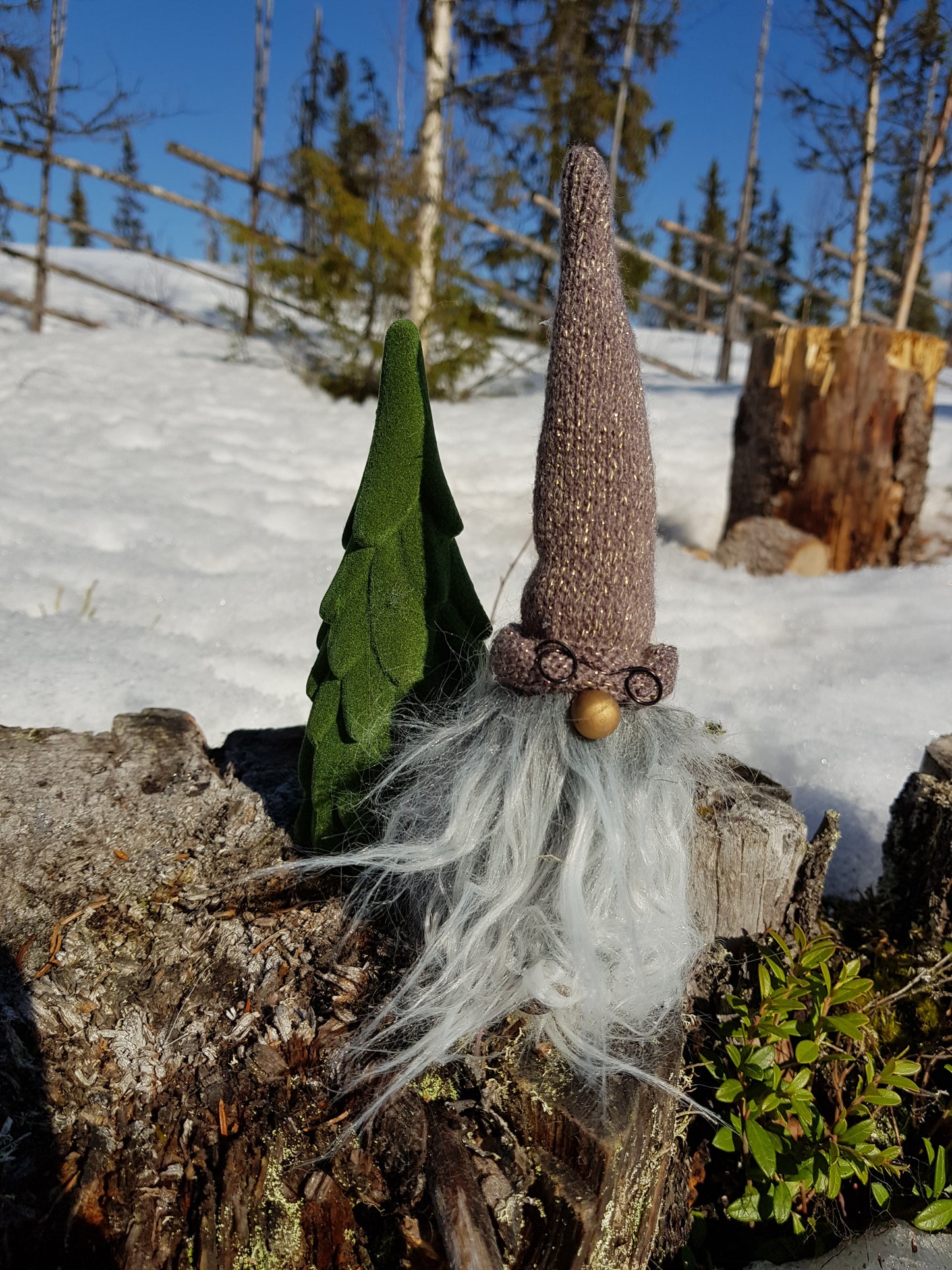 Grå Tomte med Glasögon - 15cm