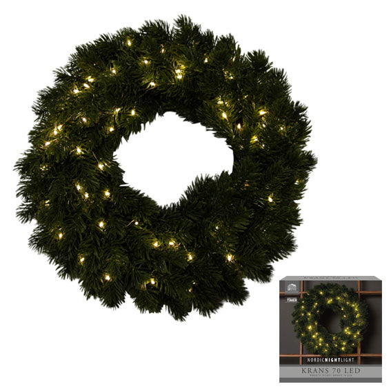 Granriskrans med LED ljus 40cm