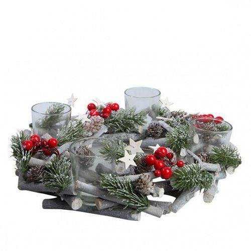 Adventsljusstake - Krans med Röda bär - The Christmas Store - Sverige