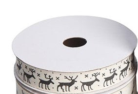 Julklappsband vit/svart 5M