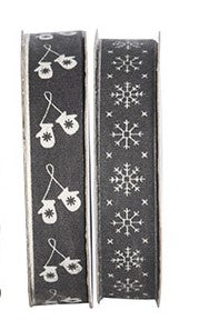 Julklappsband svart/vit 5M