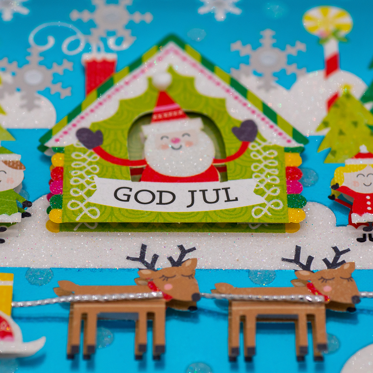 3D Julkort - Tomten med renar