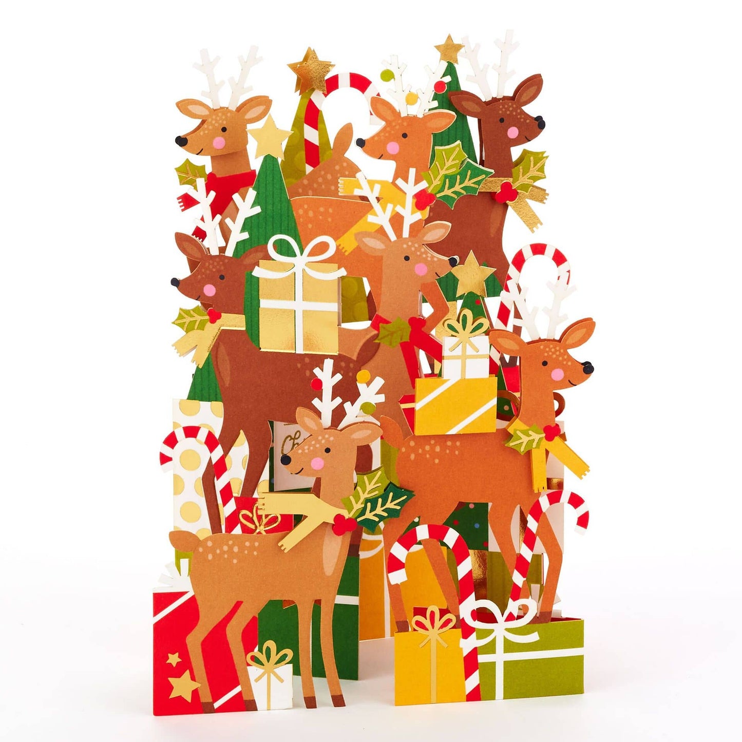 3D Pop-Up Julkort - Tomtens Renar m. Julklappar
