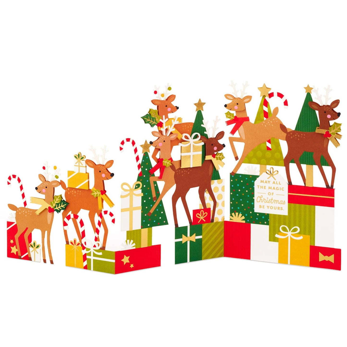 3D Pop-Up Julkort - Tomtens Renar m. Julklappar