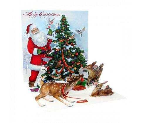 3D Pop-Up Kort -  Tomten Pyntar Granen - Julkort - The Christmas Store - Sverige