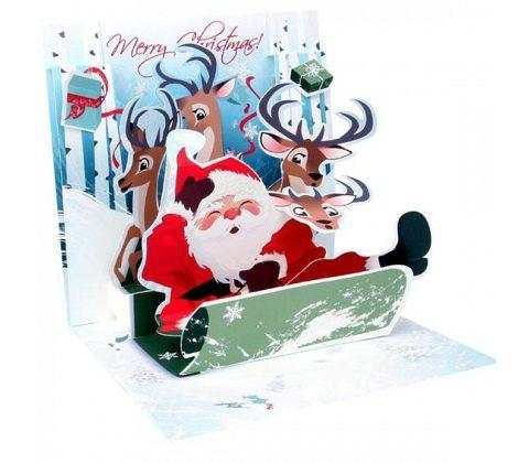 3D Pop-Up Kort - Tomtens Släde - Julkort - The Christmas Store - Sverige