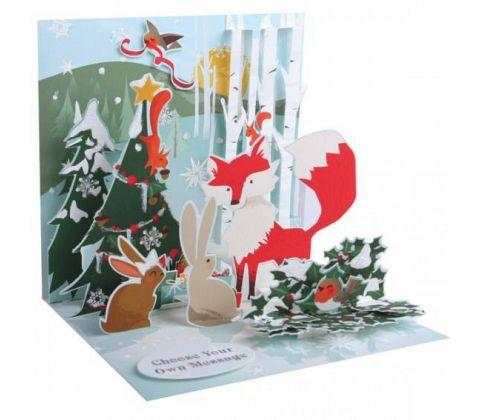 3D Pop-Up Kort - Räv m. Hare - Julkort - The Christmas Store - Sverige