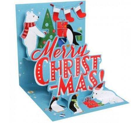 3D Pop-Up Kort - Isbjörn & Pingvin - Julkort - The Christmas Store - Sverige