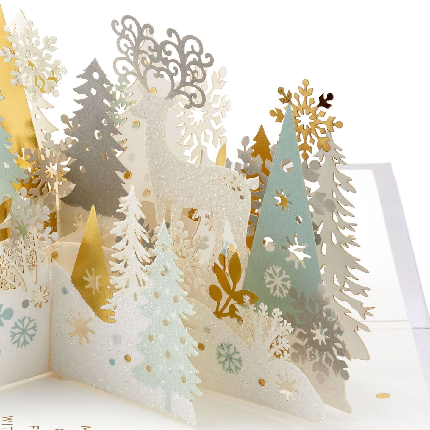 3D Pop-Up Kort - Glittrande Vinterskog - Julkort