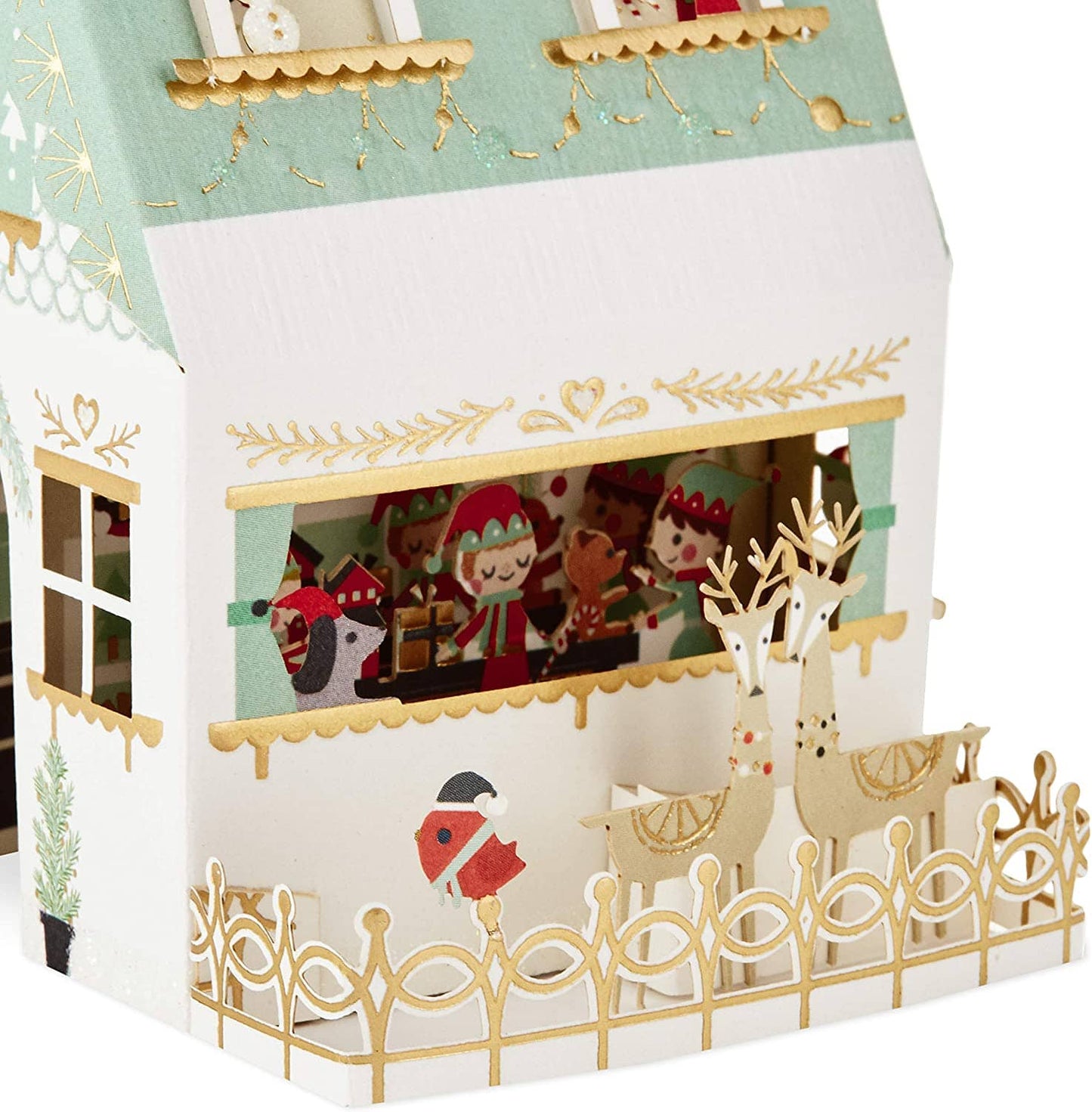 3D Pop-Up Kort - Julhus med vänner - Julkort