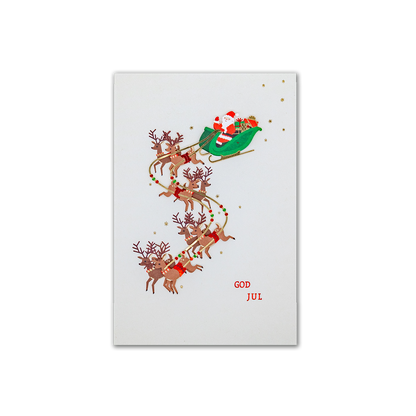 3D Julkort - Tomten och renarna på flygtur