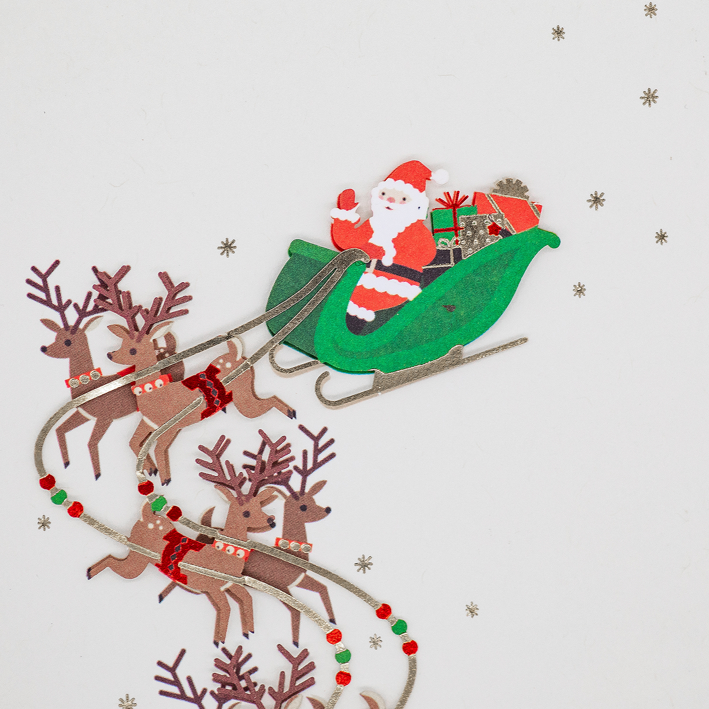 3D Julkort - Tomten och renarna på flygtur